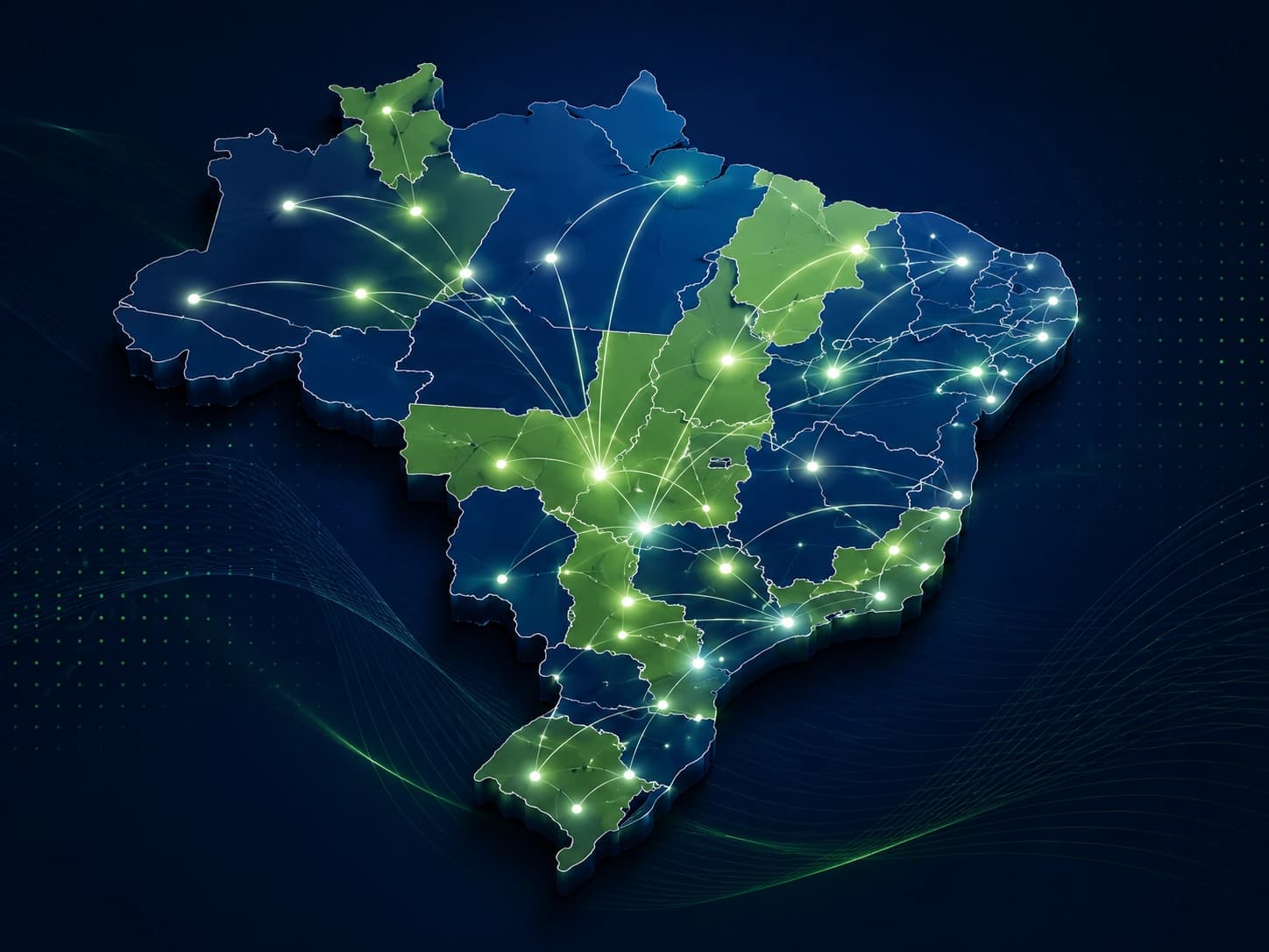 Mapa do Brasil com presença nacional da Gestão Treinamento